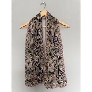 Vintage Ginnie Johansen Long Scarf Womens One Size Pink Geometric Cotton 1989